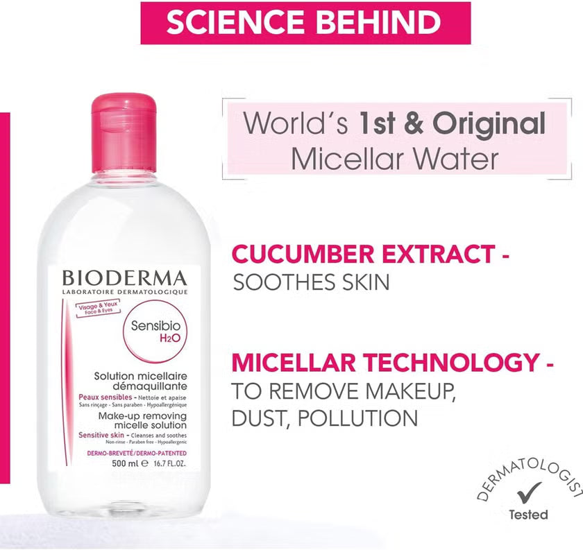 Bioderma Sensibio H2O Make-Up Removing Micellar Water - Sensitive Skin, 500ml