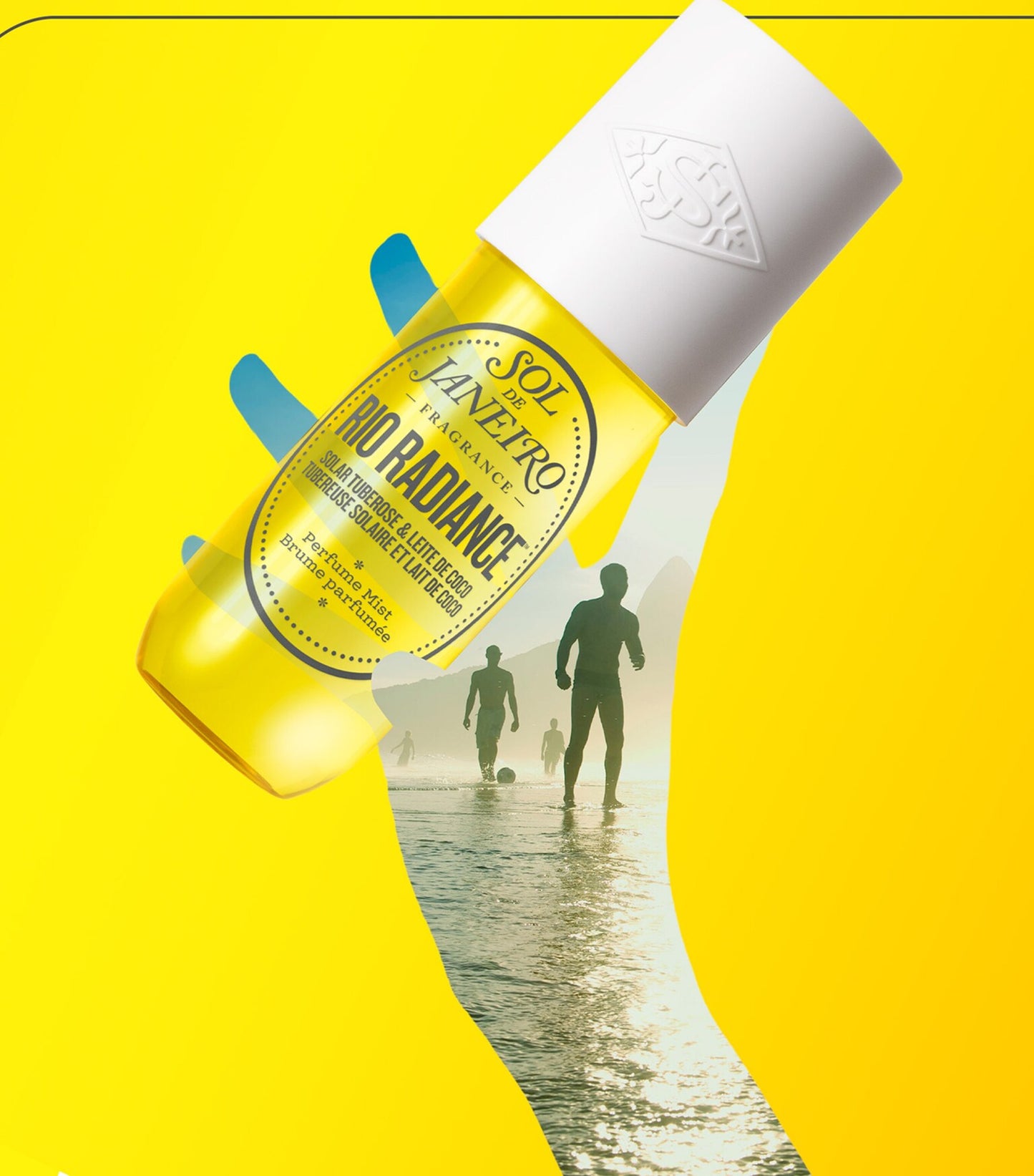 Yellow bottle with white cap on a yellow background