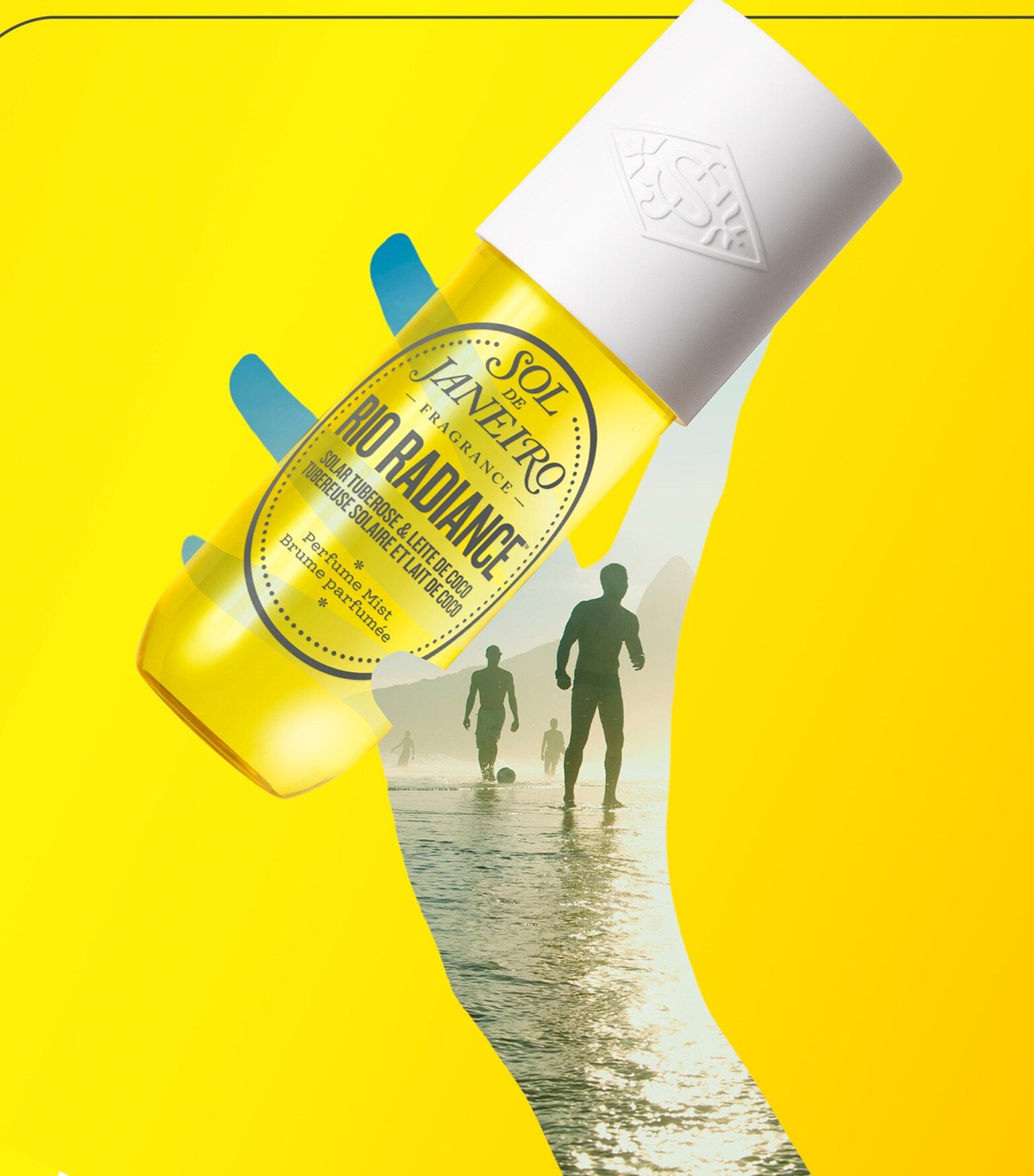 Yellow bottle with white cap on a yellow background