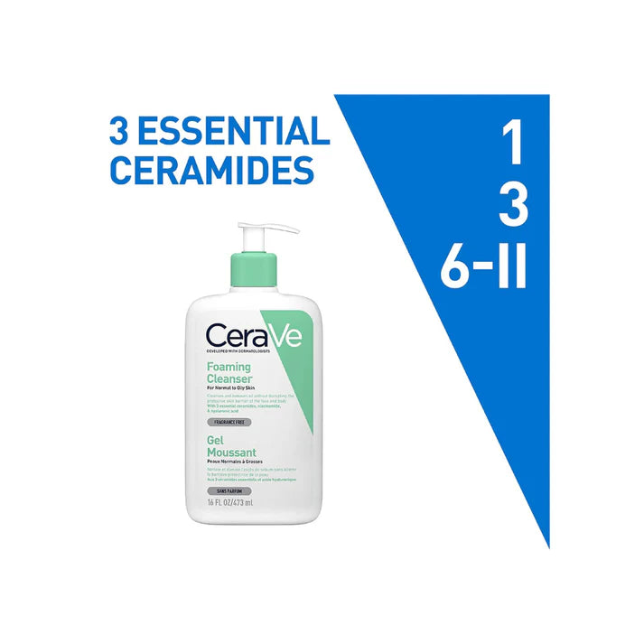 Cerave Foaming Cleanser for Normal to Oily Skin with Hyaluronic Acid 473ml