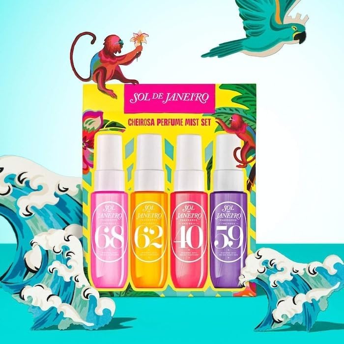 Sol de Janeiro Cheirosa Perfume Mist Set 4 x 30ml | Travel Size Mini Fragrance Collection | Long-Lasting Brazilian Body Mists | Gift Set for Women