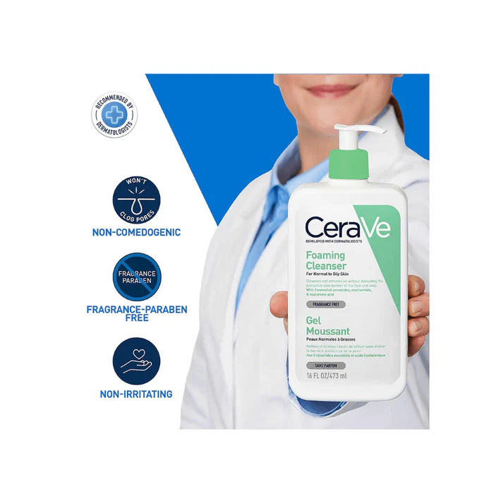 Cerave Foaming Cleanser for Normal to Oily Skin with Hyaluronic Acid 473ml
