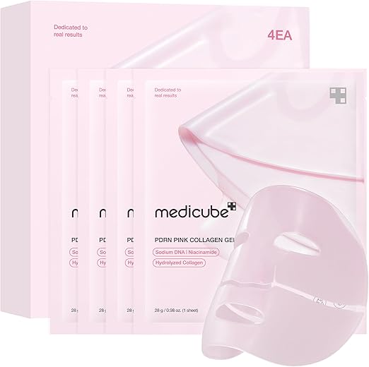 Medicube Salmon DNA PDRN Pink Collagen Jelly Gel Mask (4ea x 28g) – Overnight Hydrating & Firming Korean Face Mask for Glass Glow Skin
