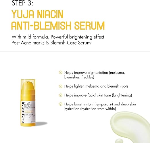 Some By Mi Yuja Niacin Anti-Blemish Starter Kit | Includes Toner 30ml + Serum 10ml + Gel Cream 30g + Sleeping Mask 20g