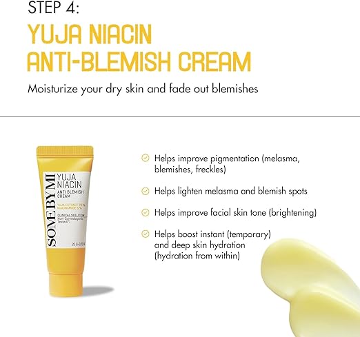 Some By Mi Yuja Niacin Anti-Blemish Starter Kit | Includes Toner 30ml + Serum 10ml + Gel Cream 30g + Sleeping Mask 20g