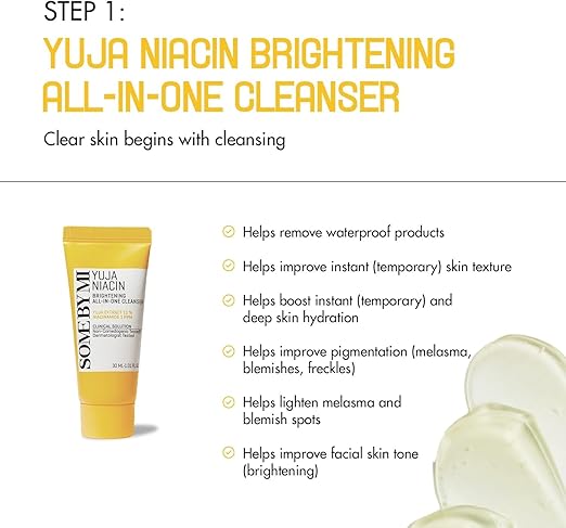 Some By Mi Yuja Niacin Anti-Blemish Starter Kit | Includes Toner 30ml + Serum 10ml + Gel Cream 30g + Sleeping Mask 20g