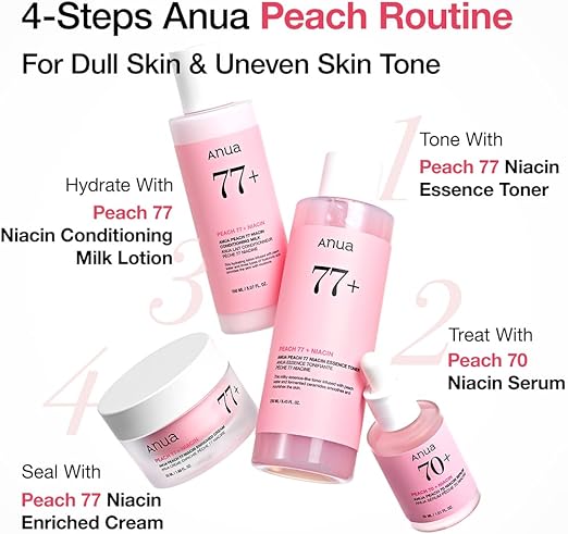 Anua Peach 77 Niacin Essence Toner 250ml – Hydrating & Brightening Korean Toner with Niacinamide, Panthenol & Ceramides for Glass Skin