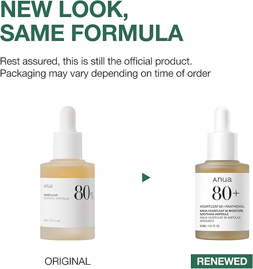 Anua Heartleaf 80% Soothing Ampoule 30ml – Calming & Hydrating Korean Face Serum with Panthenol (B5) for Sensitive & Combination Skin