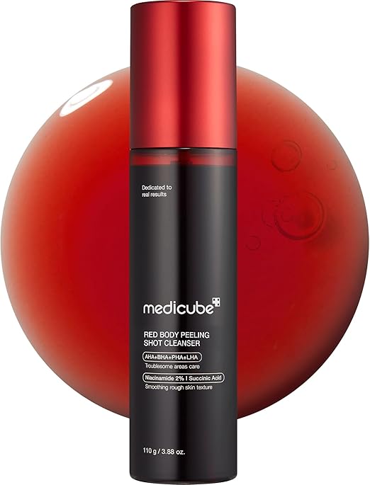 Medicube Red Body Peeling Shot 3.88oz – AHA BHA Succinic Acid Body Spray for Strawberry Skin, Exfoliating & Smoothing Care