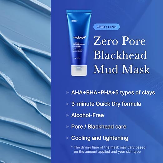 Medicube Zero Pore Blackhead Mud Mask – 3 Min Quick Dry Pore Tightening & Oil Control Clay Mask with AHA BHA PHA (100 g)