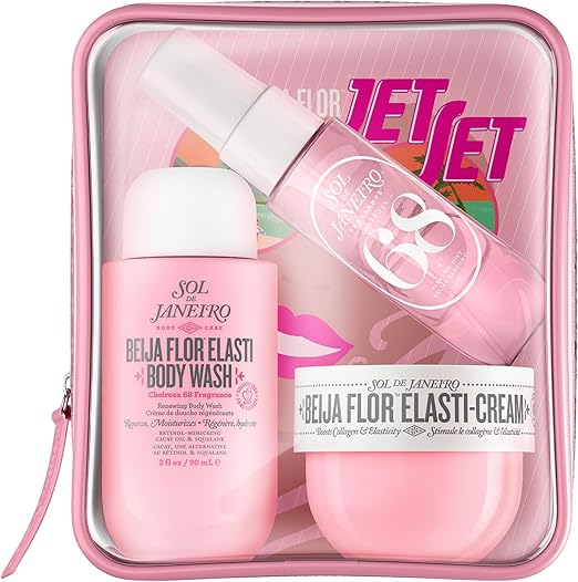 Sol de Janeiro Beija Flor Jet Set Travel Size Body Care Set | Hydrating Body Cream, Wash & Perfume Mist | Skin Firming & Glow Gift Set