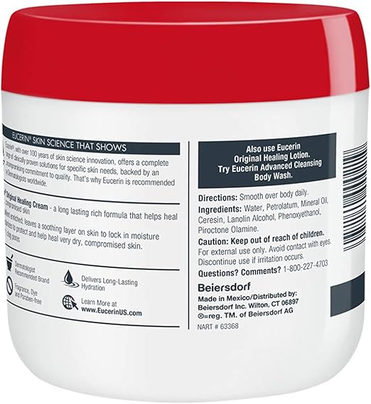 Eucerin Original Healing Cream, Fragrance Free Body Cream for Dry Skin, 454g