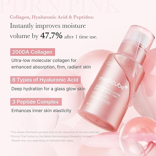 Medicube PDRN Pink Collagen Exosome Shot Serum 30ml (7,500 PPM) – Skin Booster for Pore Care, Texture & Radiant Glow