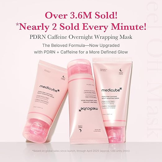 Medicube PDRN Caffeine Overnight Wrapping Peel-Off Mask – Firming, Depuffing & Hydrating Korean Face Mask for Glass Skin (75 ml)