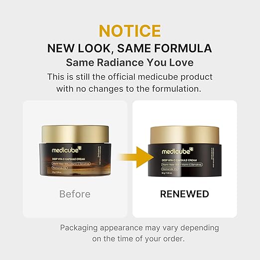 Medicube Deep Vitamin C Golden Capsule Face Moisturizer 55ml (1.94oz) – Brightening Gel Cream with Liposome Capsules for Glow, Hydration & Anti-Aging