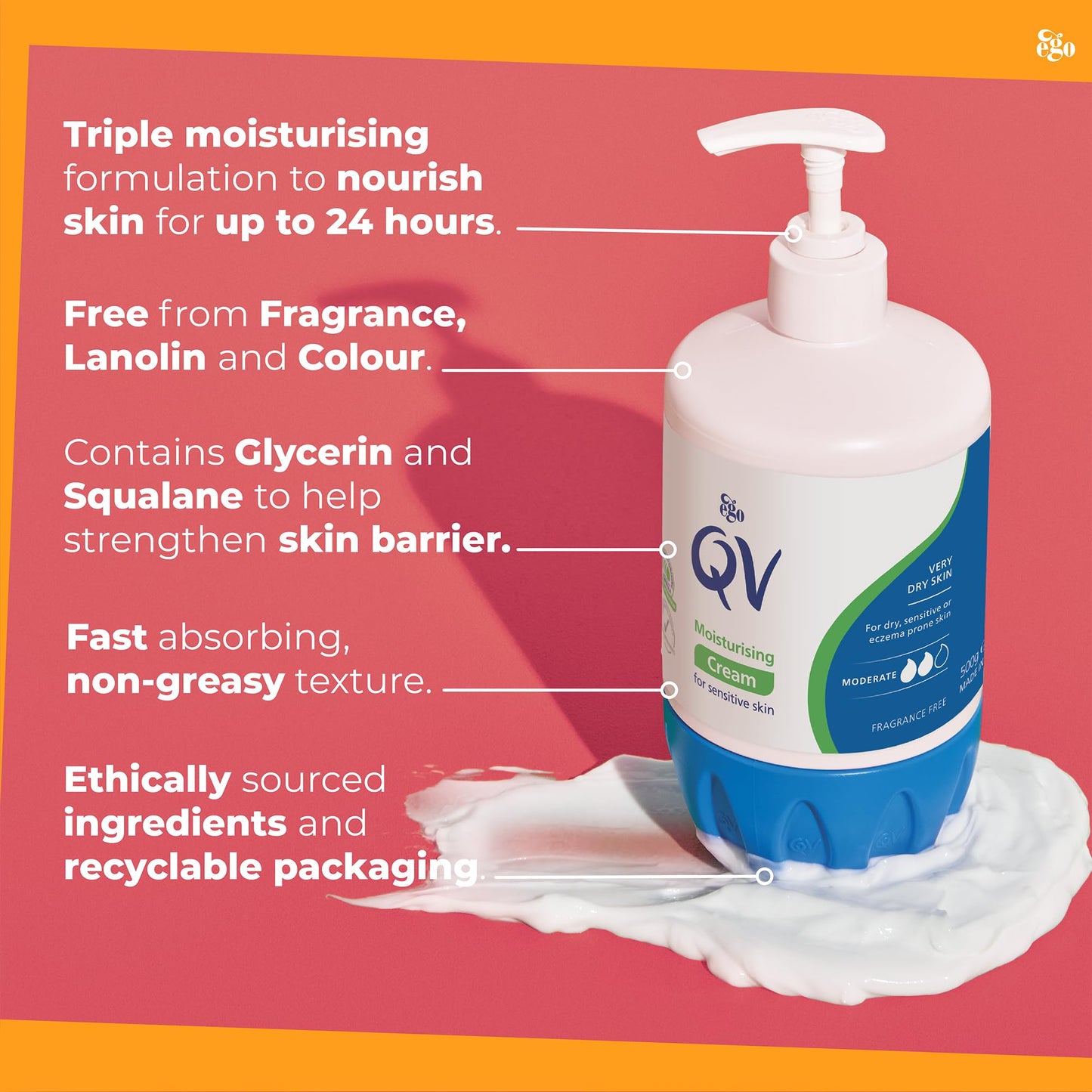 QV Cream with Glycerin - 1kg Pump, Ideal for Dry Skin Conditions, such as Eczema, Psoriasis and Dermatitis