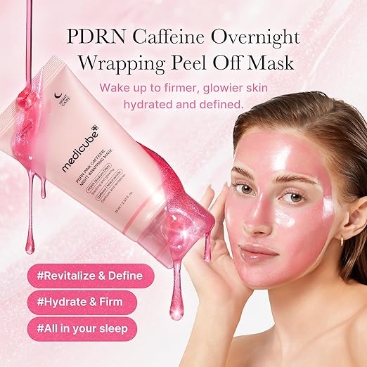 Medicube PDRN Caffeine Overnight Wrapping Peel-Off Mask – Firming, Depuffing & Hydrating Korean Face Mask for Glass Skin (75 ml)