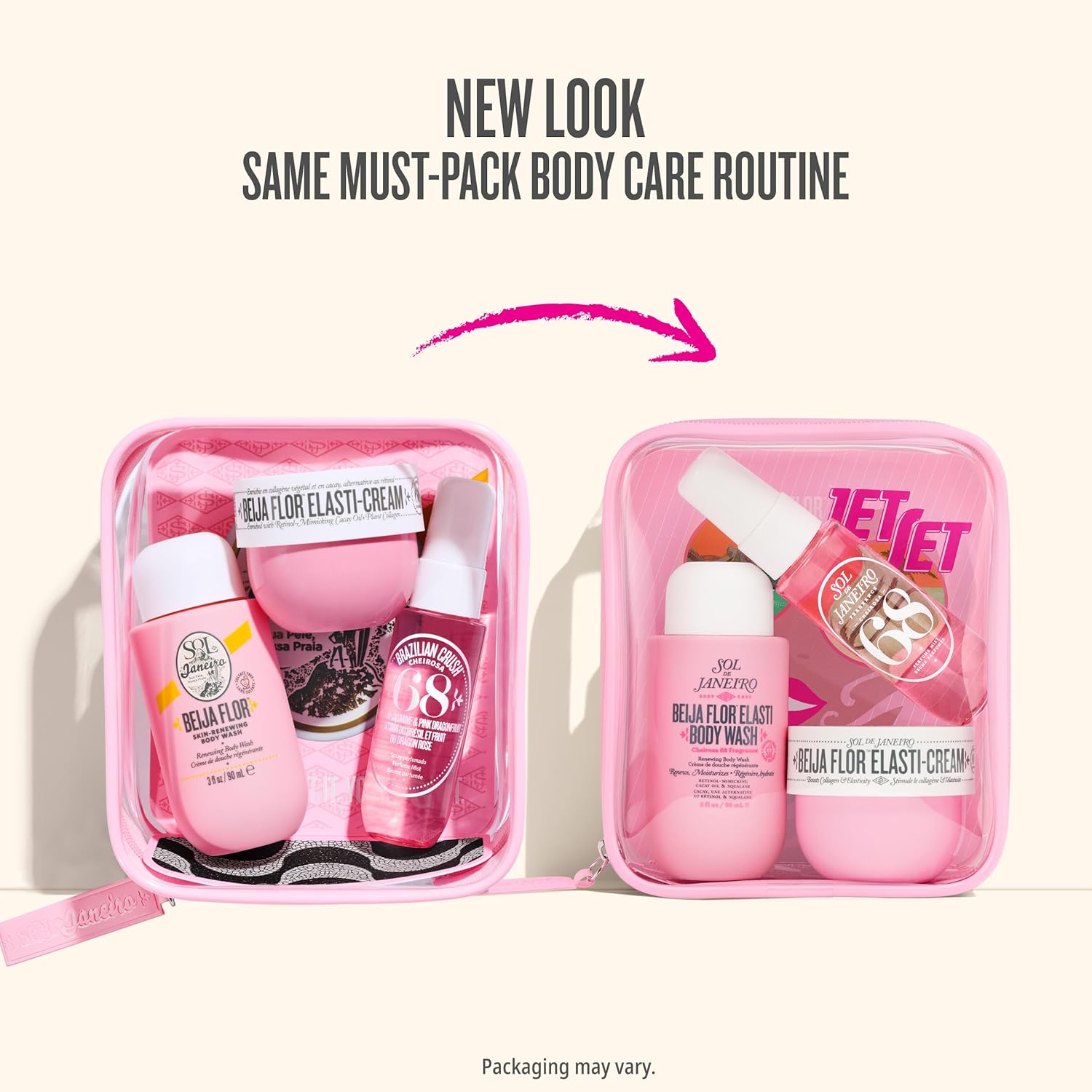 Sol de Janeiro Beija Flor Jet Set Travel Size Body Care Set | Hydrating Body Cream, Wash & Perfume Mist | Skin Firming & Glow Gift Set