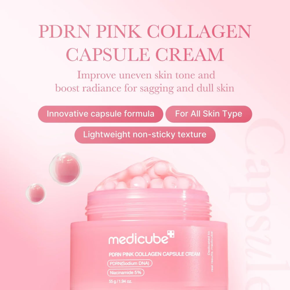 Medicube PDRN Pink Collagen Capsule Cream 55GM – Brightening Firming Face Cream for Glowing Youthful Skin | 55GM