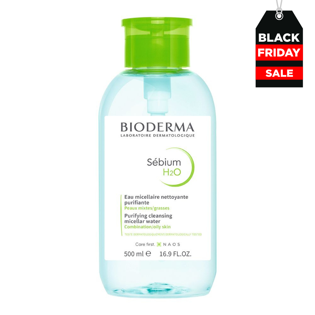 Bioderma Sebium H2O Purifying Cleansing Micellar Water Make-Up Remover for Combination to Oily Skin, 500ml