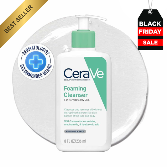 CeraVe Foaming Cleanser Normal to Oily Skin with Hyaluronic Acid, Niacinamide and Ceramides| Fragrance Free|236ML