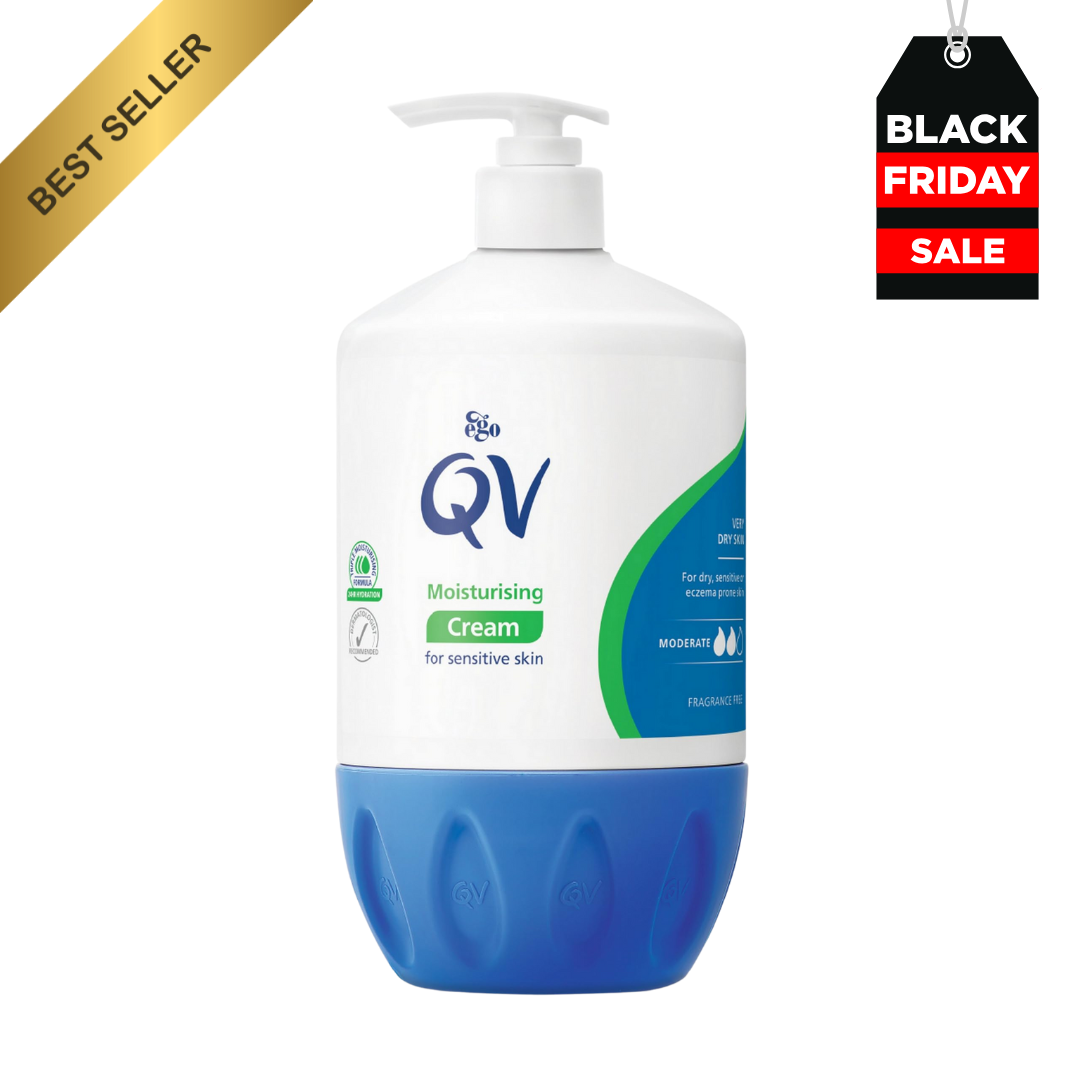QV Cream with Glycerin - 1kg Pump, Ideal for Dry Skin Conditions, such as Eczema, Psoriasis and Dermatitis