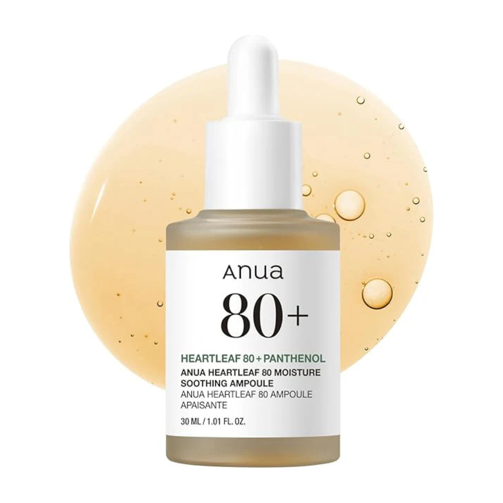 Anua Heartleaf 80% Soothing Ampoule 30ml – Calming & Hydrating Korean Face Serum with Panthenol (B5) for Sensitive & Combination Skin