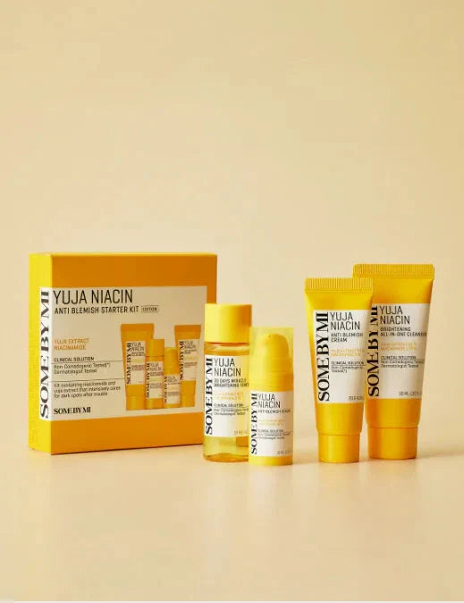 Some By Mi Yuja Niacin Anti-Blemish Starter Kit | Includes Toner 30ml + Serum 10ml + Gel Cream 30g + Sleeping Mask 20g