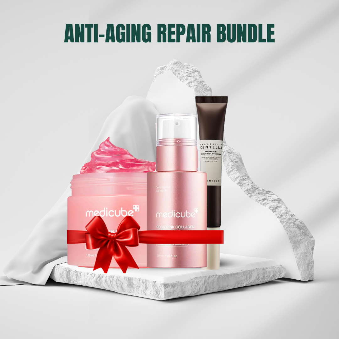 Anti-Aging Repair Bundle (Medicube PDRN Exosome Shot Serum + Medicube Collagen Jelly Cream + SKIN1004 Probio-CICA Bakuchiol Eye Cream)