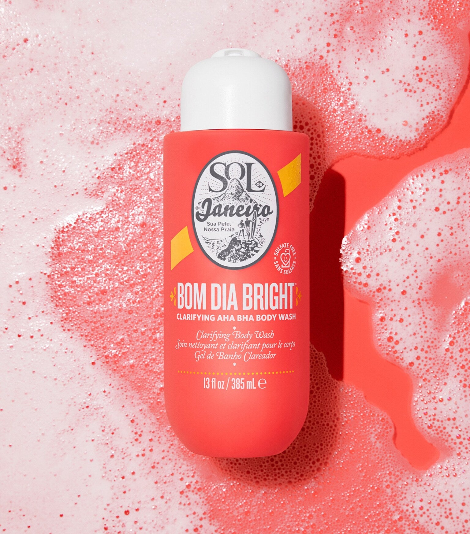 Sol de Janeiro Bom Dia Bright Body Wash 385ml – Exfoliating & Brightening Shower Gel with AHA for Smooth, Radiant Skin