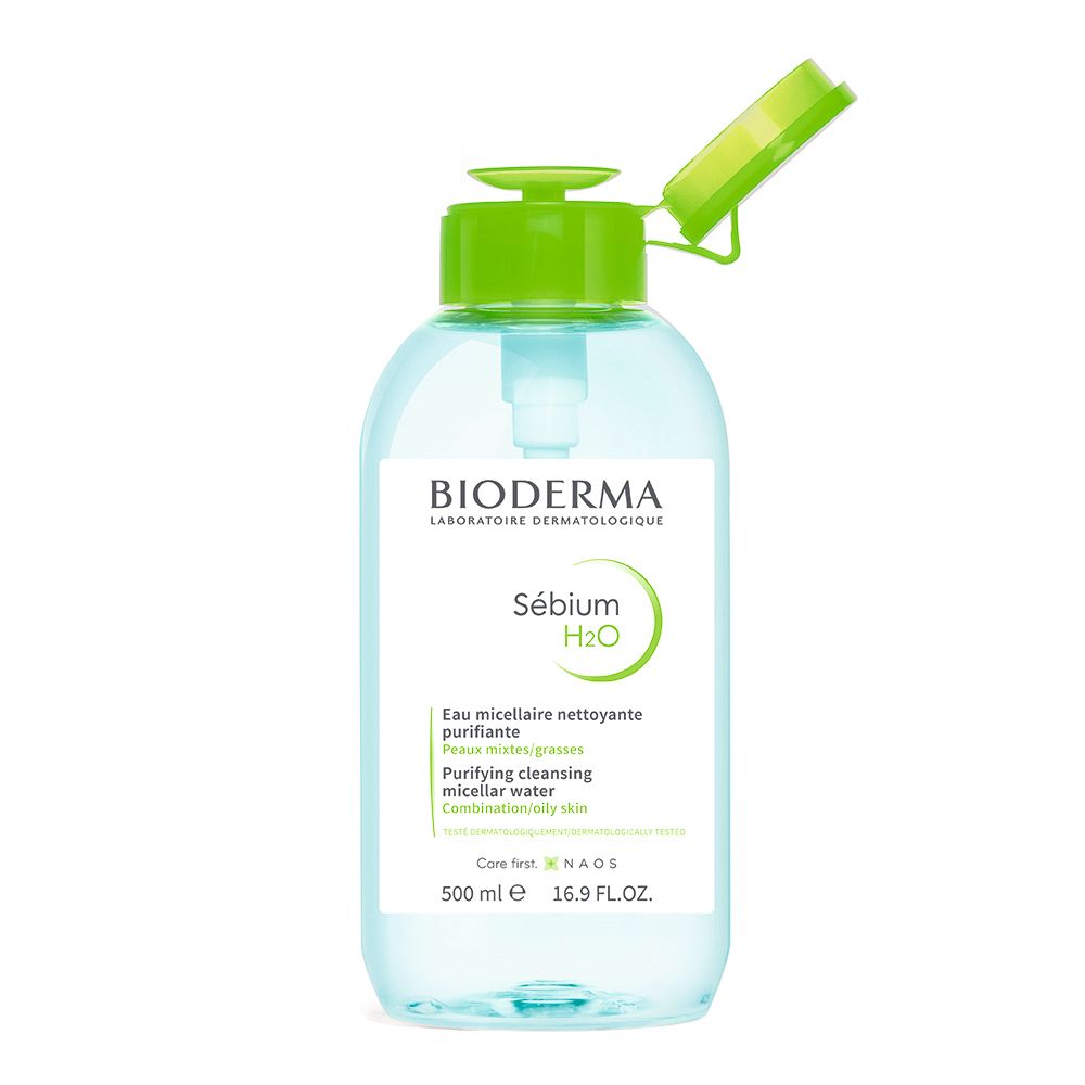Bioderma Sebium H2O Purifying Cleansing Micellar Water Make-Up Remover for Combination to Oily Skin, 500ml