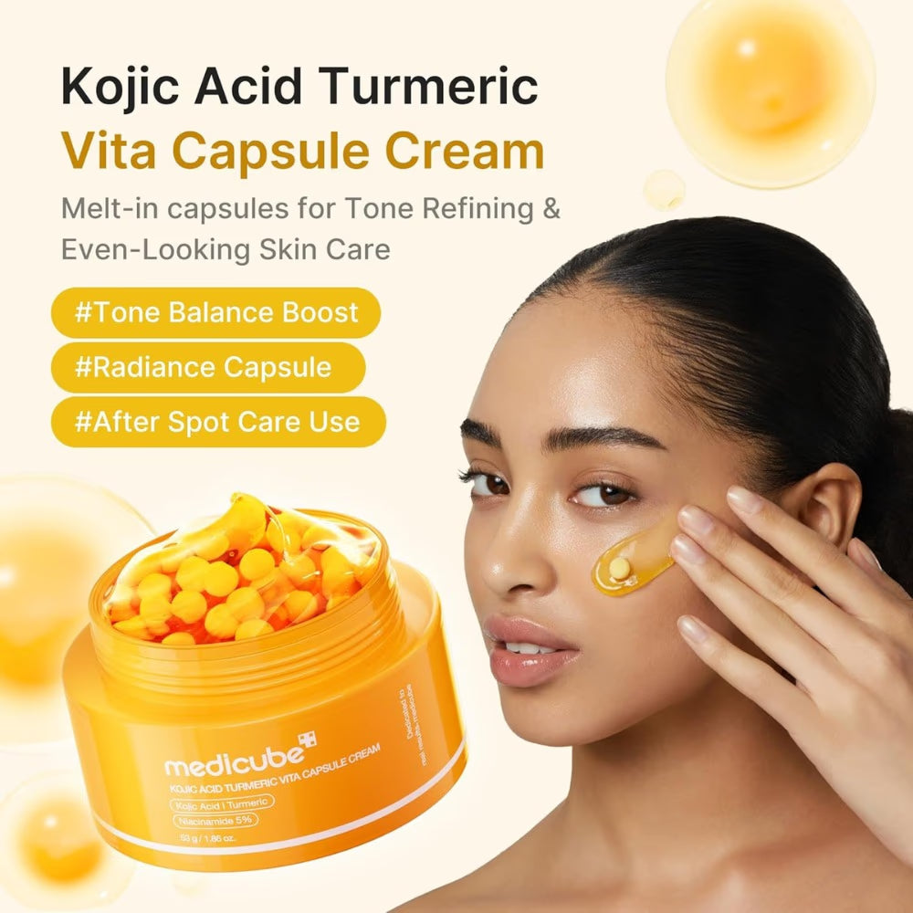 Medicube Kojic Acid Turmeric Vita Cap Cream 53g – Brightening Korean Face Cream for Dark Spots, Uneven Tone & Radiant Skin
