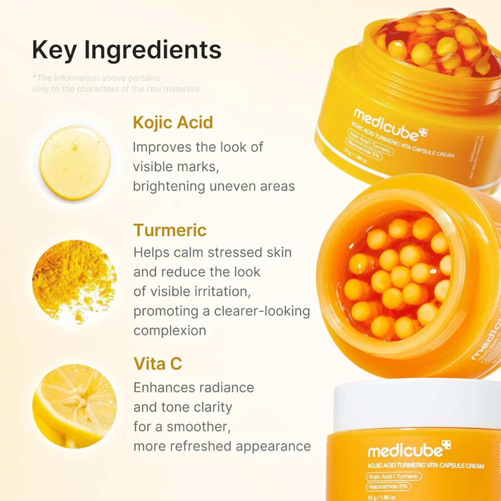 Medicube Kojic Acid Turmeric Vita Cap Cream 53g – Brightening Korean Face Cream for Dark Spots, Uneven Tone & Radiant Skin