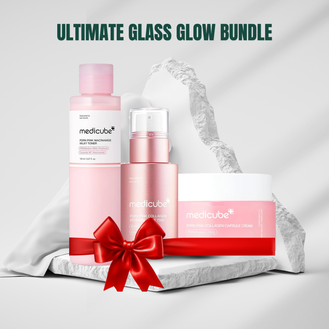 Ultimate Glass Glow Bundle (Medicube PDRN Pink Niacinamide Milky Toner+ Medicube PDRN Pink Collagen Serum + Medicube PDRN Pink Collagen Cream)