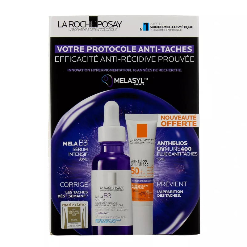 (La Roche-Posay Mela B3 30ml + Anthelios UVMUNE 400 Anti-Dark Spots Fluid 15ml)