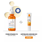 La Roche-Posay Pure Vitamin C12 Serum 30ml + Anthelios UVMUNE 400 SPF50+ Invisible Fluid 15ml (FREE) | Anti-Wrinkle Brightening Serum & Sunscreen Set