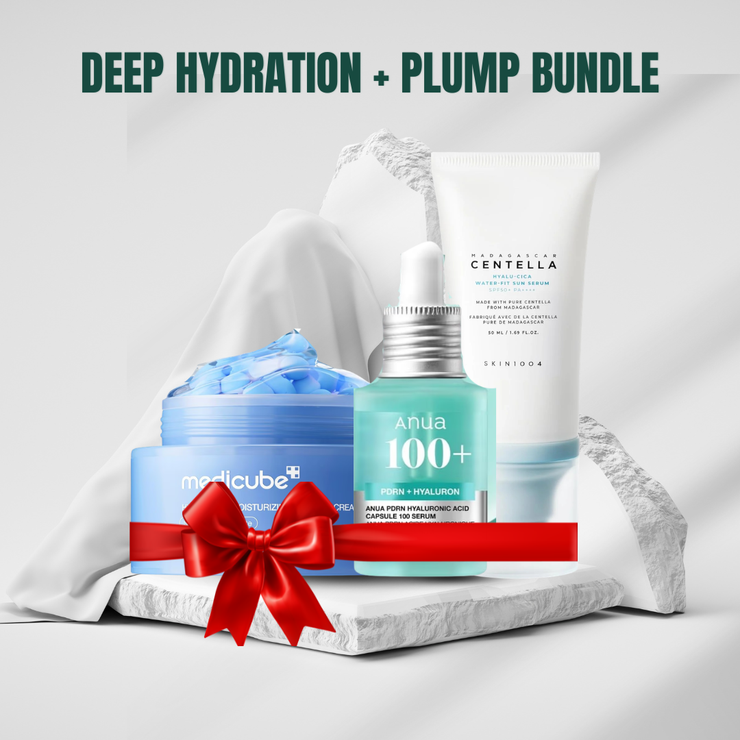 Deep Hydration + Plump Bundle (Medicube Hyaluronic Capsule Cream + Anua PDRN Hyaluronic Acid Serum + SKIN1004 Hyalu-Cica Water Fit Sun Serum)