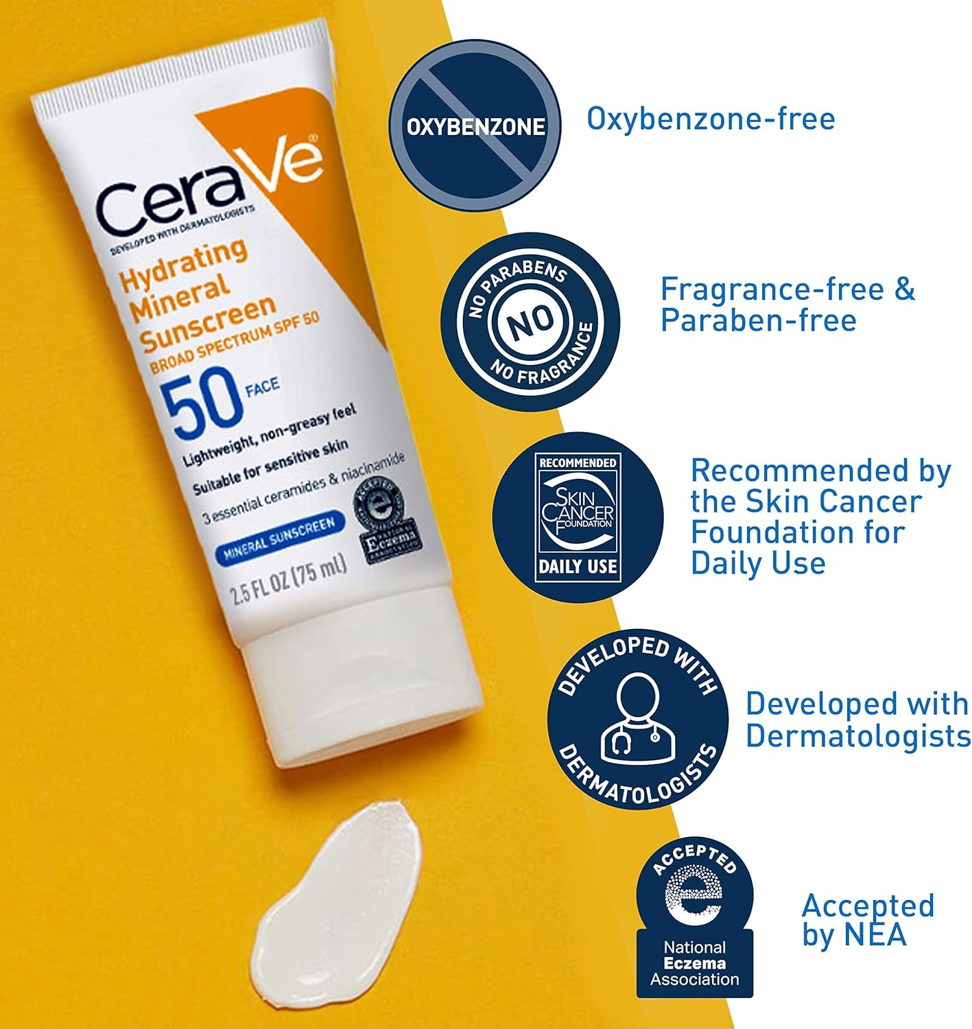 CeraVe Hydrating Mineral Sunscreen SPF 50 75ml