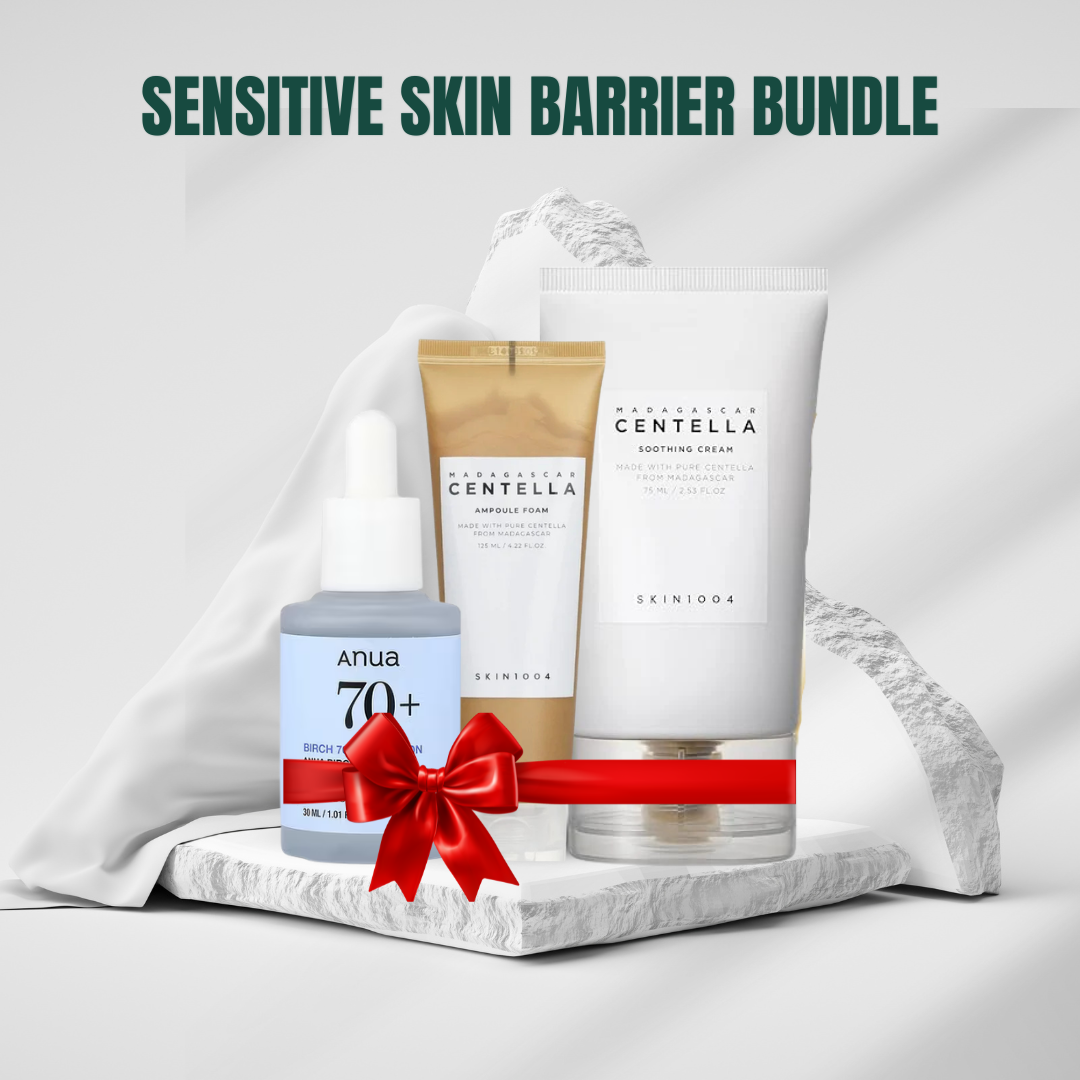 Sensitive Skin Barrier Bundle (SKIN1004 Centella Ampoule Foam + SKIN1004 Centella Repair Cream + Anua Birch Moisture Boosting Serum)